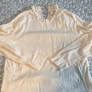 J. Crew Ivory Long Sleeve Ruffle Top